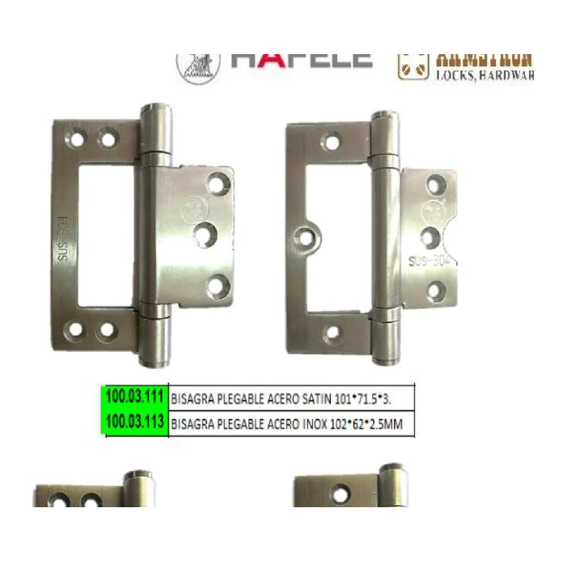 100.03,.799 bisagra plegable acero satin 101*715*3 - Código SKU 100.03.113