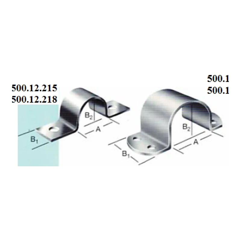 Abrazadera semicircular de dos patas para tubos y cables en acero zincado - Código SKU 500.12.215