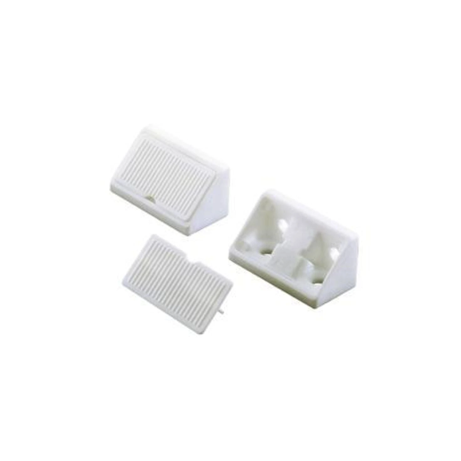 Soporte angular doble plastico blanco x 100 pzas - Código SKU SL-AUM-003