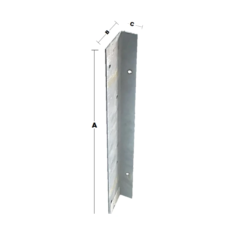 Ángulo anclaje estructural en l para columna o poste acero zincado 550x80x40mm esp. 3.0mm - Código SKU 500.02.445