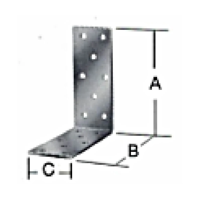 Ángulo conector estructural perforado acero ancho 40mm esp. 2.0mm (72x72mm a 125x125mm) - Código SKU 500.02.342