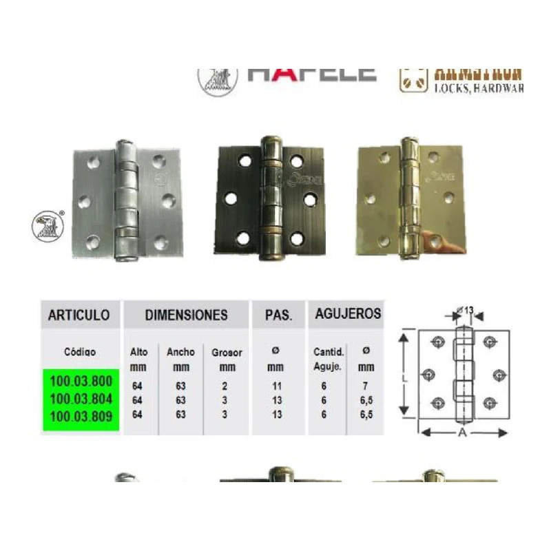 Bisagra plegable articulada de alta precision para muebles y cofres - Código SKU 100.03.800