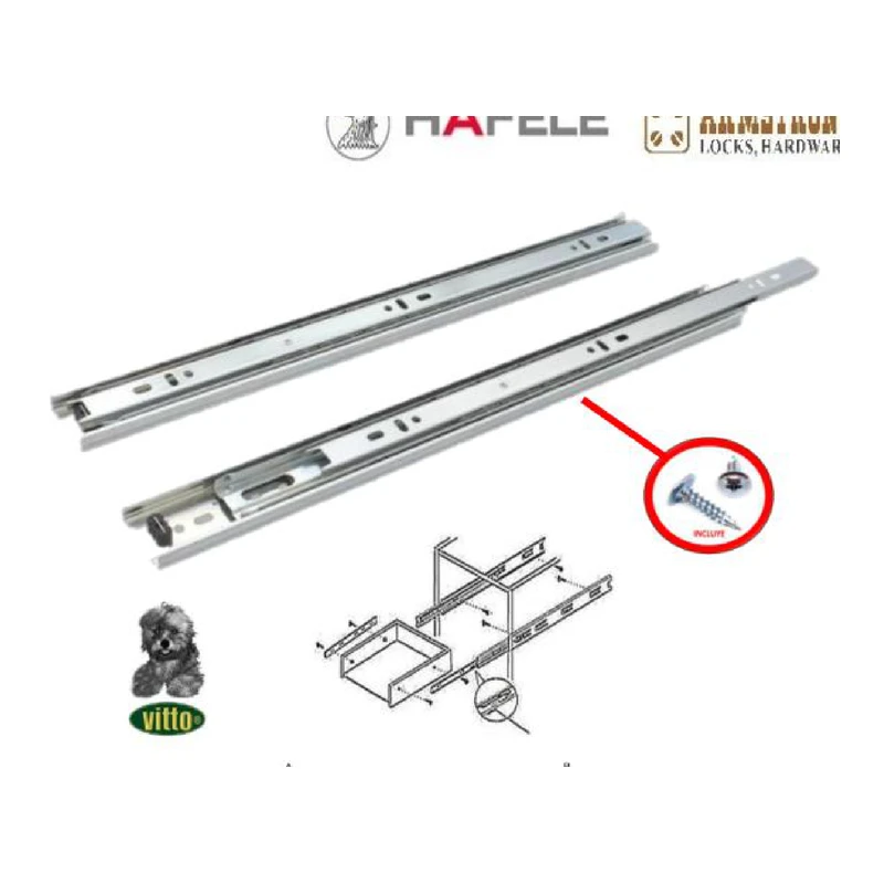 Corredera telescopica super pesada para cajones industriales - Código SKU 400.02.111T