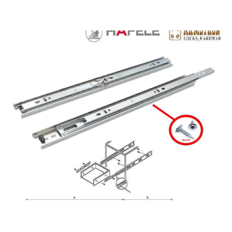 Corredera telescopica super pesada para cajones industriales - Código SKU 400.02.121KIT