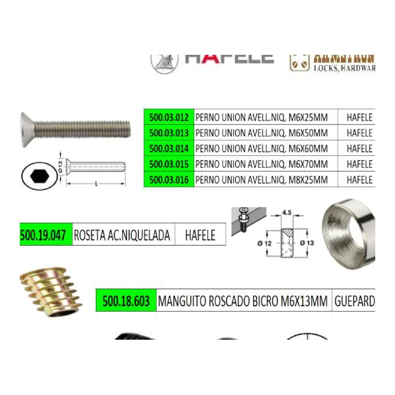Manguito roscado bicro m6x13mm guepardo - Código SKU 500.03.016