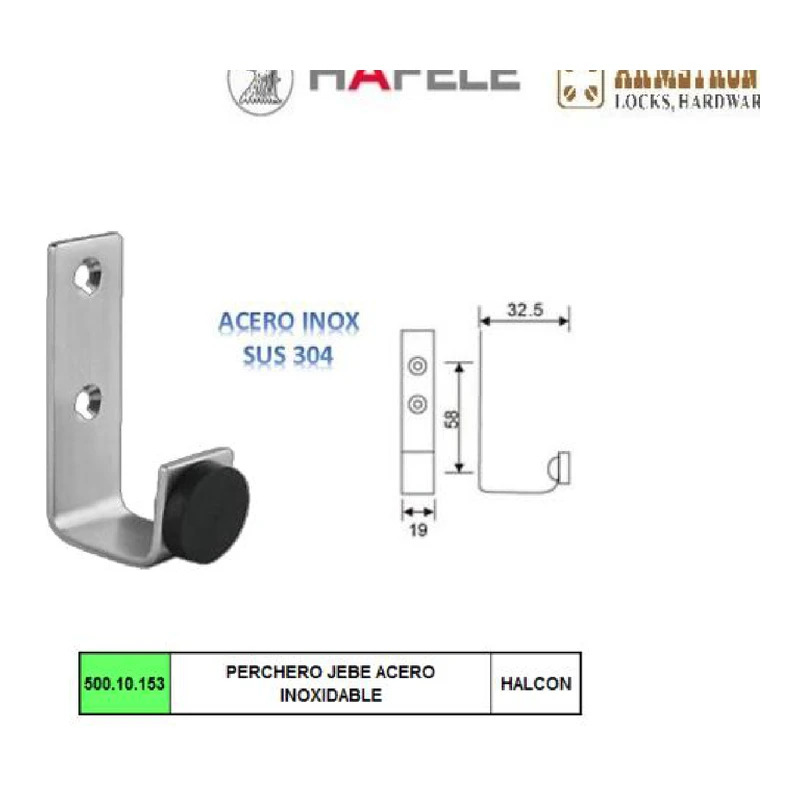 Perchero jebe acero - Código SKU 500.10.153