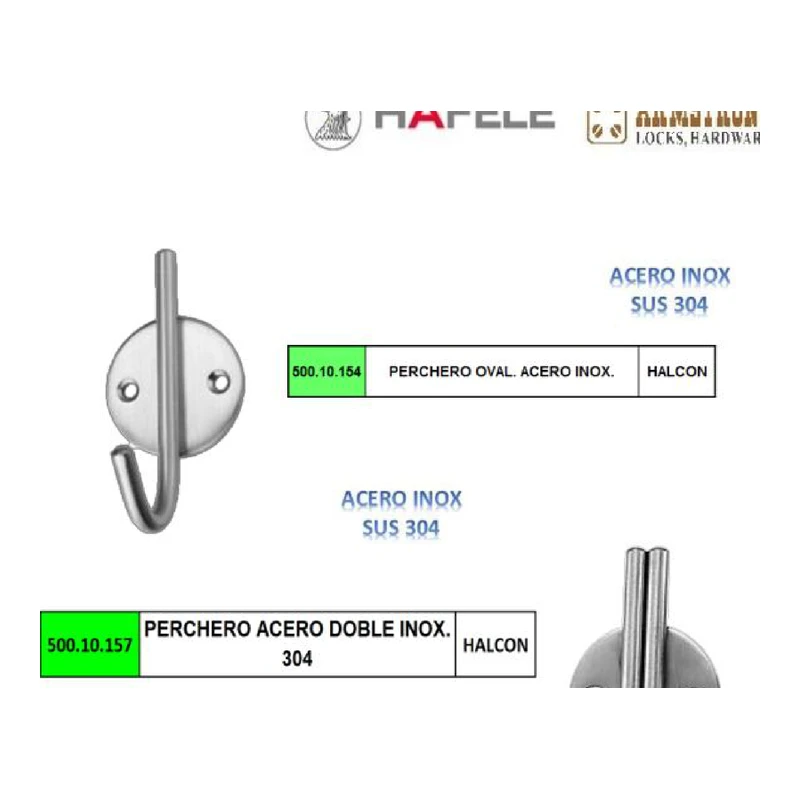 Perchero oval. acero inox - Código SKU 500.10.154