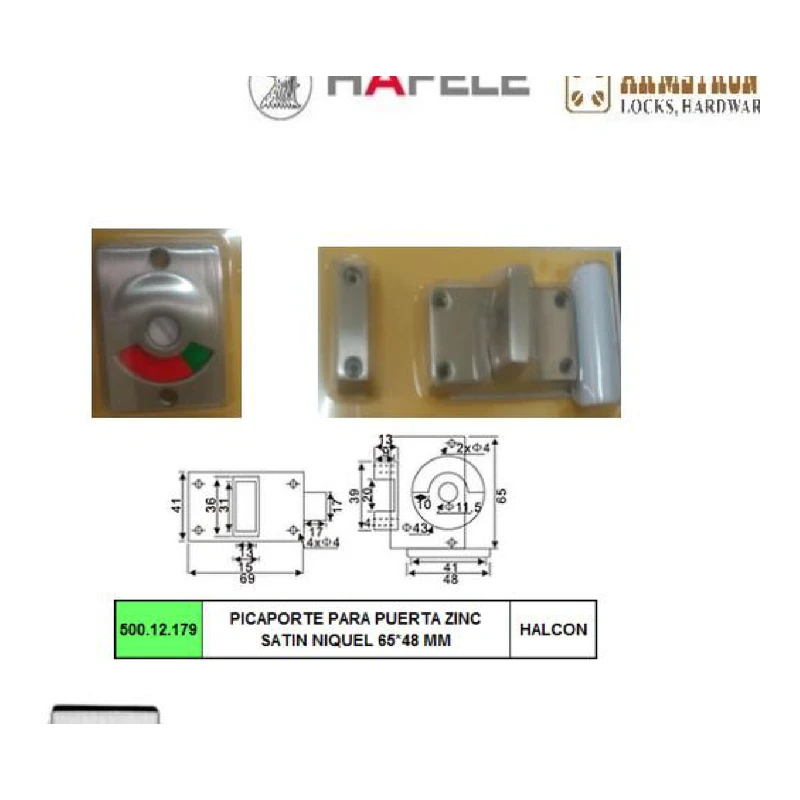 Picaporte para puerta zinc - Código SKU 500.12.179