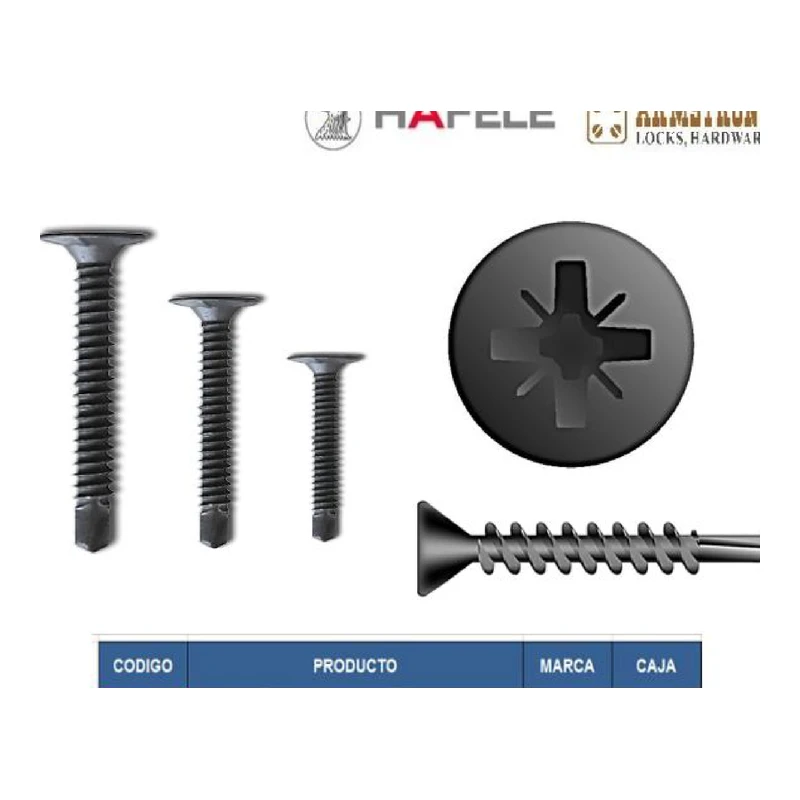 Tornillo drywall autorroscante cabeza trompeta fosfatado - Código SKU 700.01.691