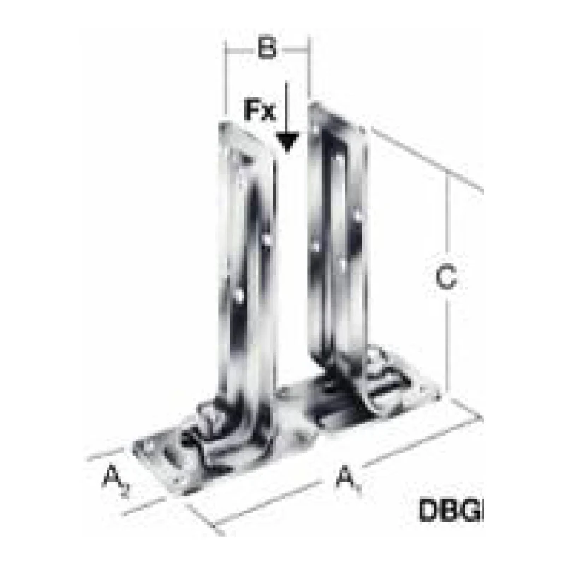 Base pie de pilar ajustable bipartito en u para atornillar en suelo acero galvanizado (ancho 0-90mm y 60-140mm) - Código SKU 500.02.707