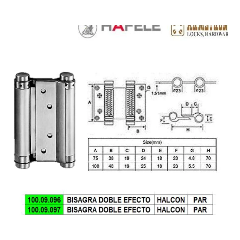Bisagra doble efecto - Código SKU 100.09.096