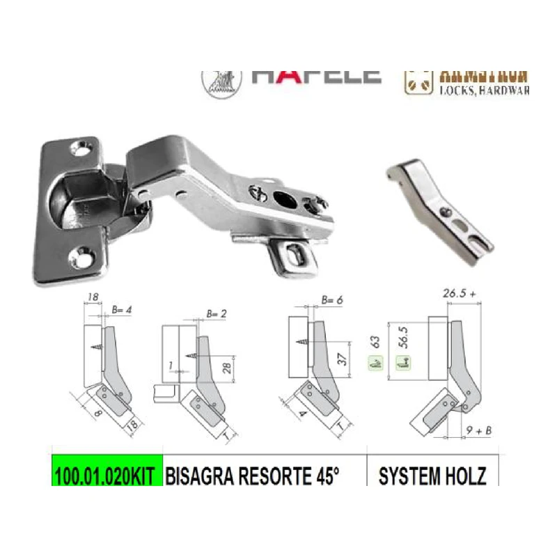 Bisagra resorte 459 - Código SKU 100.01.020KIT