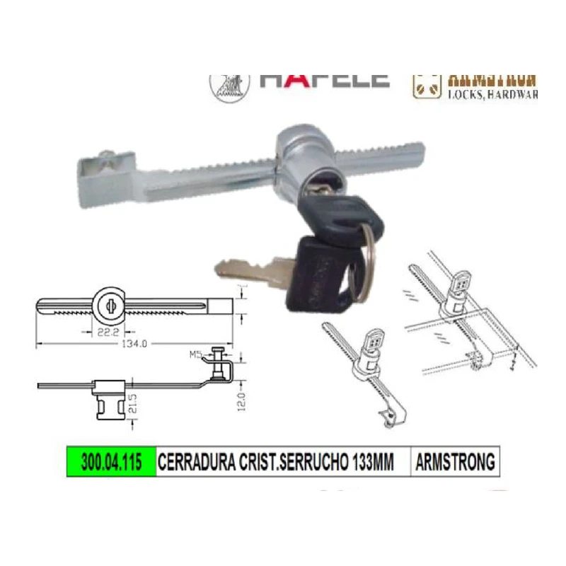 Cerradura crist.serrucho 133mm - Código SKU 300.04.115
