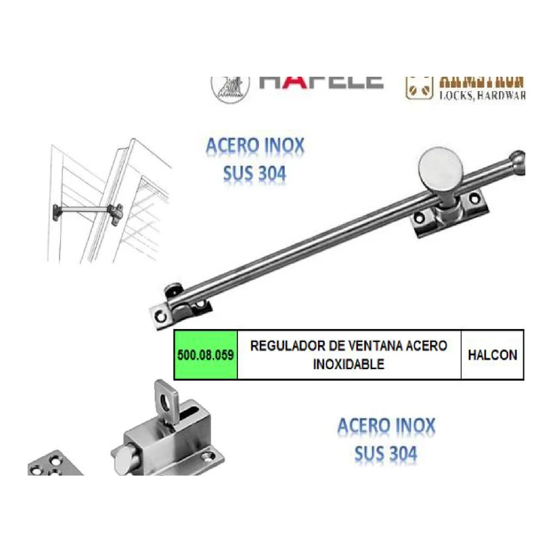 Cerrojo para ventana acero - Código SKU 500.08.059
