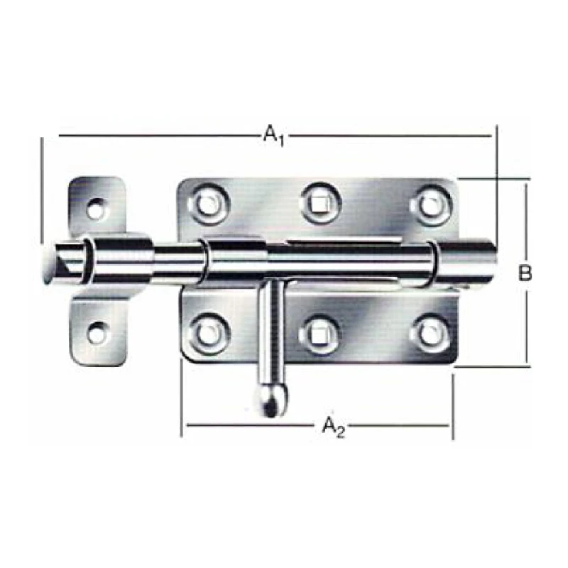Cerrojo pasador tubular reforzado con placa base cuadrada en acero zincado (stallriegel) - Código SKU 500.12.243
