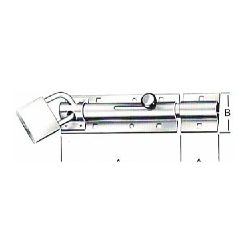 Cerrojo tubular reforzado con portacandado y cerradero de caja en acero zincado - Código SKU 500.12.253