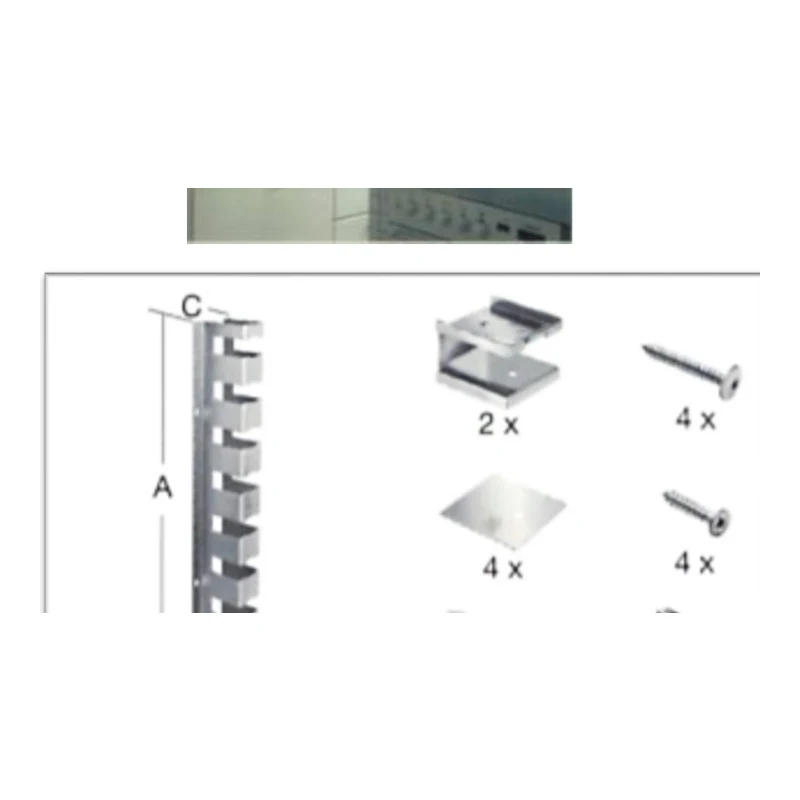 Columna cremallera mural para repisas graduables con kit de fijación 500mm acero - Código SKU 500.07.550