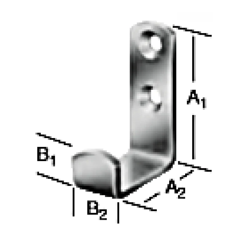 Gancho percha simple en j para pared en acero zincado 49x36x15mm - Código SKU 500.07.209