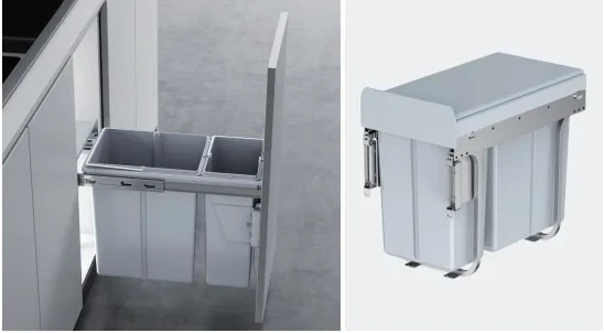 Basurero doble extraíble 10l-20l 300mm - Código SKU SL-BASUDOBEXT-KOV
