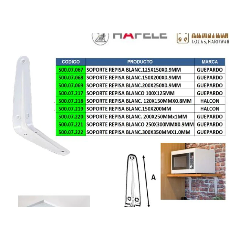 Isoporte repisa blanc i2sx1soxo 9mm - Código SKU 500.07.067