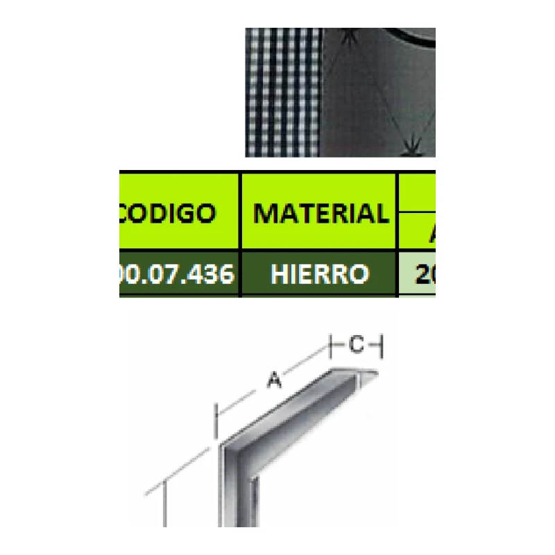 Ménsula escuadra embutida para carga pesada en acero galvanizado 300x400mm 400kg - Código SKU 500.07.447