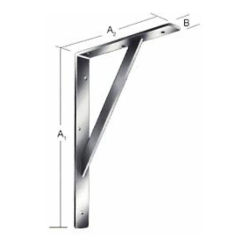 Ménsula soporte de carga pesada con tirante diagonal en acero esp. 5.0mm (200x150mm a 500x360mm) - Código SKU 500.07.245