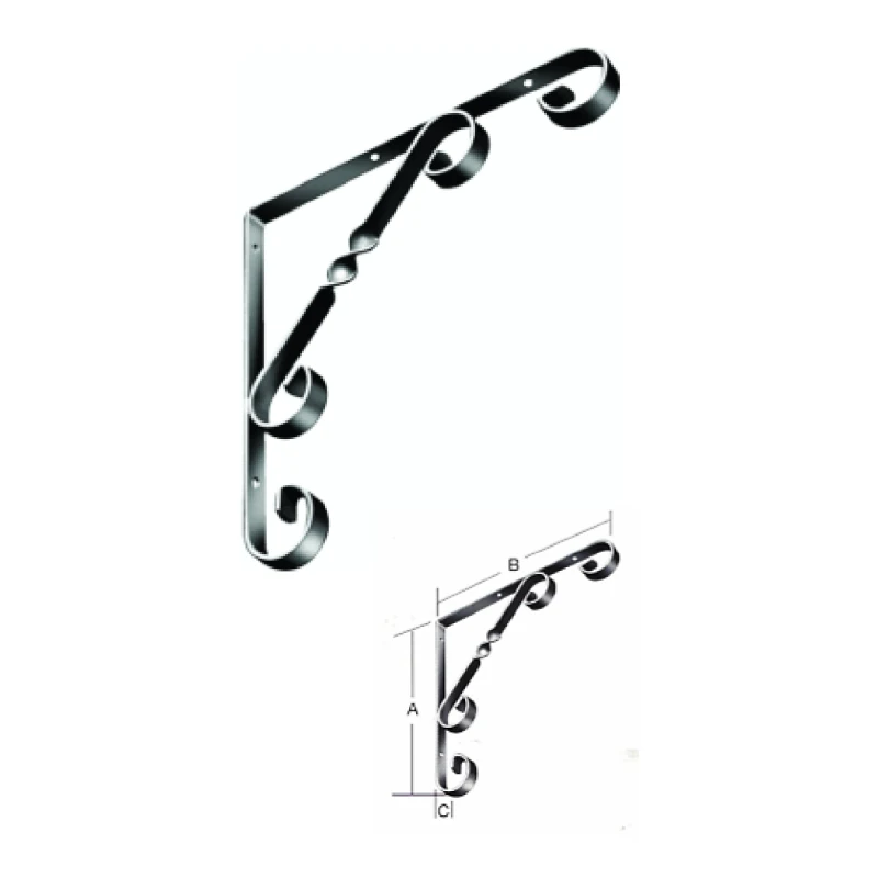 Ménsula soporte decorativa en hierro forjado fundido colonial negro 205x205mm esp. 14mm - Código SKU 500.07.424