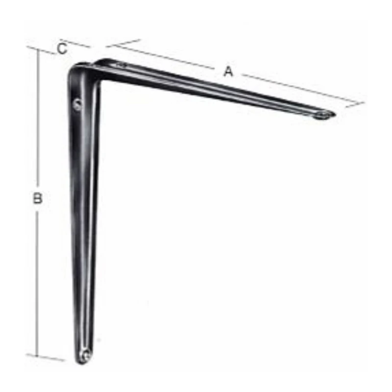 Ménsula soporte para repisa en acero estampado reforzado (100x125mm blanco y 150x200mm negro) - Código SKU 500.07.075