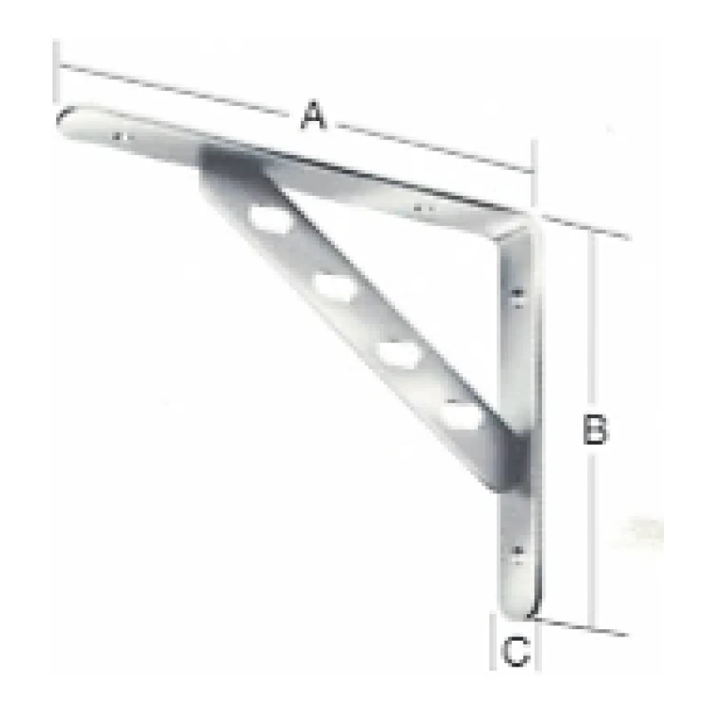 Ménsula soporte para repisa de diseño con perforaciones ovaladas en acero 250x200mm - Código SKU 500.07.425
