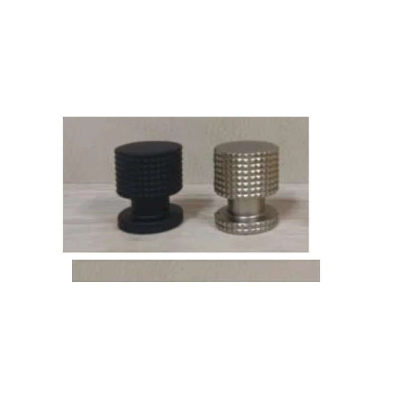 Perilla cilíndrica moleteada con base (negro / níquel / oro cep. 18mm-23mm) - Código SKU 900.03.245