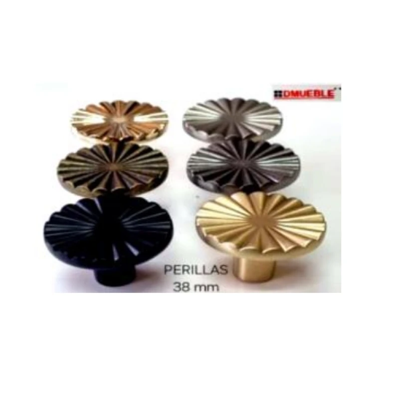 Perilla flor radiante 38mm (bronce ant. / negro mate / niquel ant. / niquel cep. / oro / oro cep.) - Código SKU 900.03.288