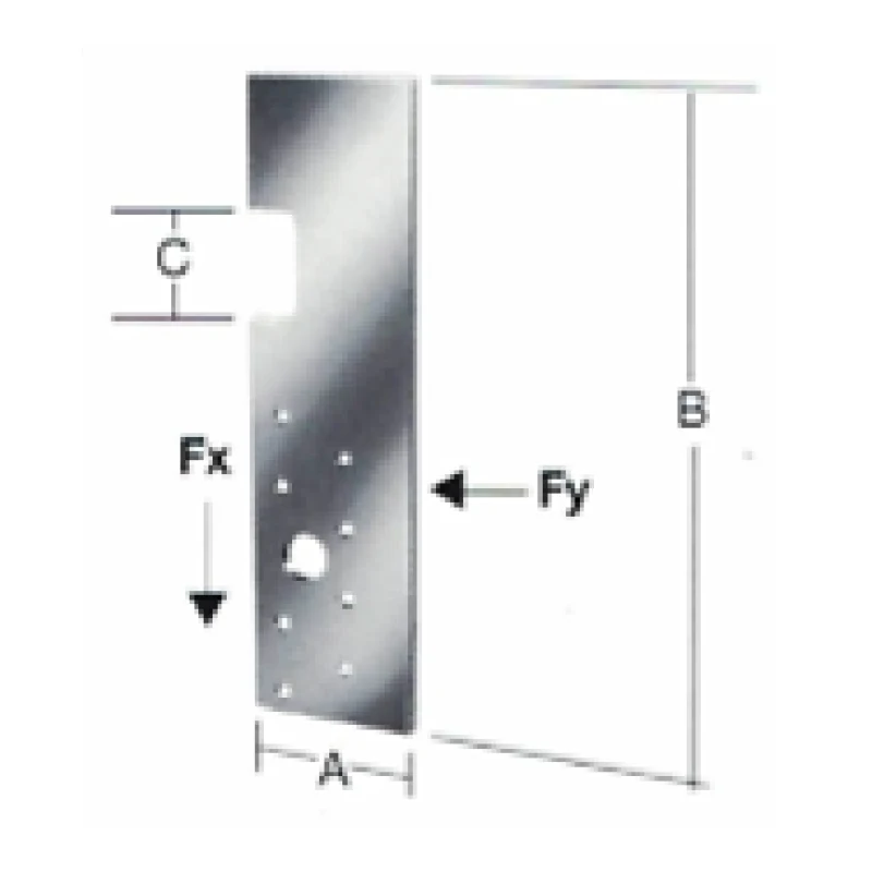 Placa conectora estructural con muesca para viga acero zincado 50x180mm esp. 3.0mm - Código SKU 500.02.481