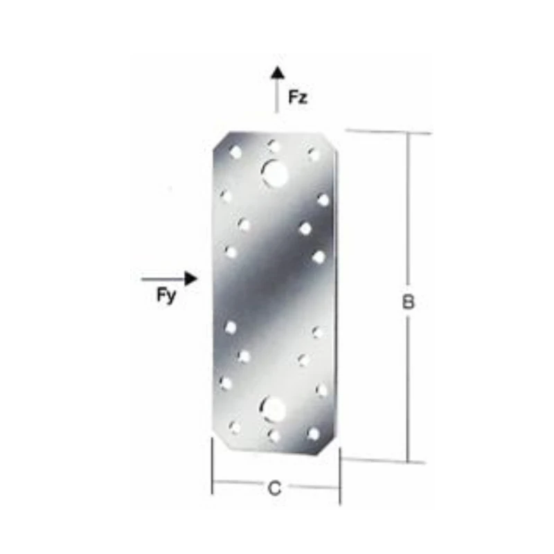 Placa conectora estructural plana perforada acero zincado 96x35mm esp. 2.5mm - Código SKU 500.02.477