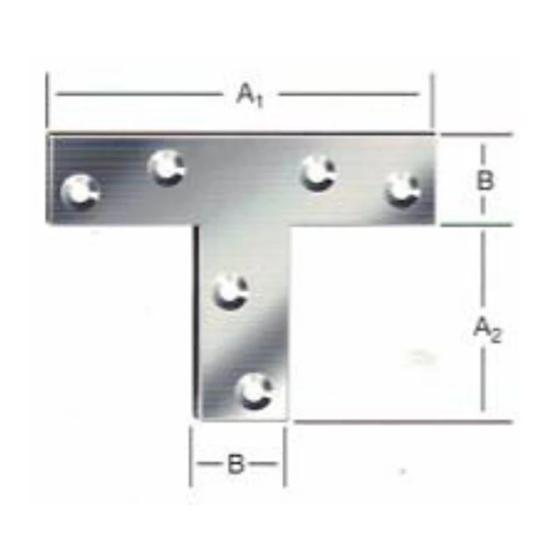Placa de unión en t acero zincado para madera (70x36mm a 140x80mm) - Código SKU 500.02.520