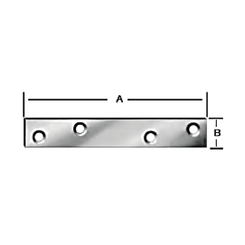 Platina de unión recta perforada acero 80x15mm esp. 2.0mm - Código SKU 500.02.312