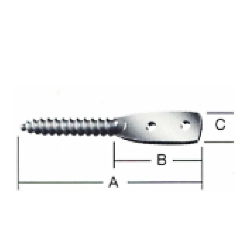 Pletina recta de fijación con espiga roscada para madera 85mm (pala 45x15mm) acero bicromatizado - Código SKU 500.02.602