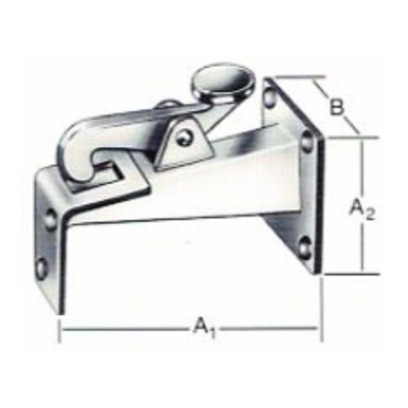 Retenedor de puerta y portón de montaje mural con gancho basculante y pedal en acero zincado - Código SKU 500.16.301