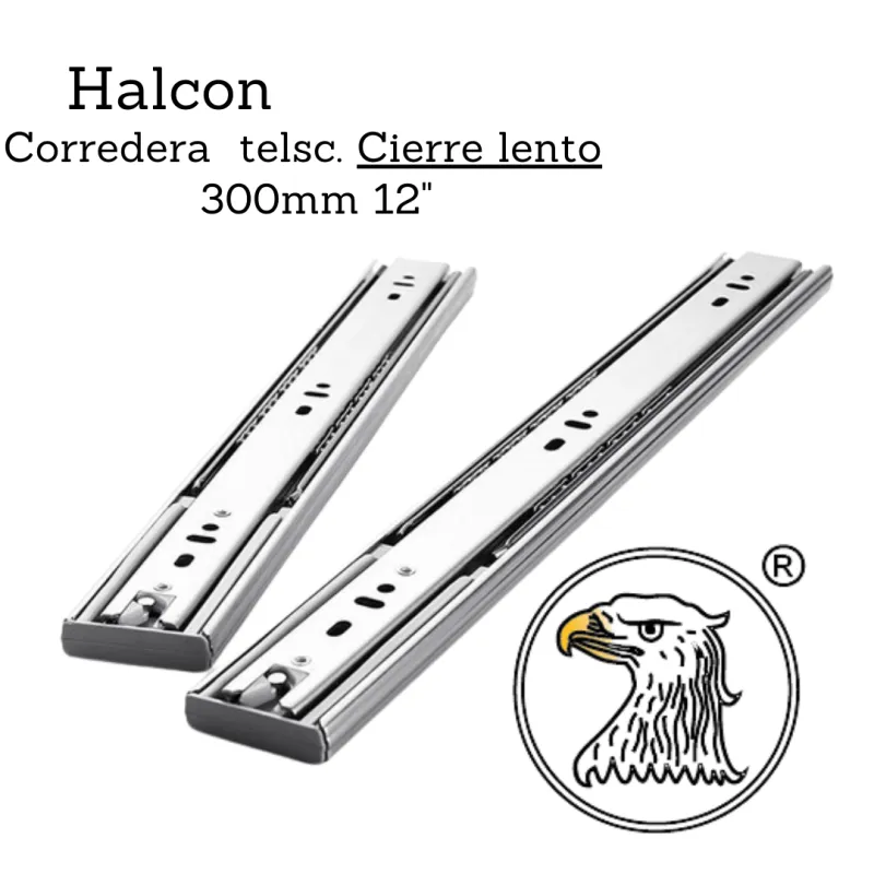 Corredera telsc. cierre lento 1.0*1.2mm 300mm 12" - Código SKU EBC80