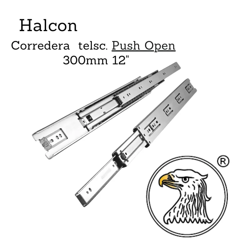 Corredera telsc. push open 1.0*1.2mm 300mm 12" - Código SKU EBC81