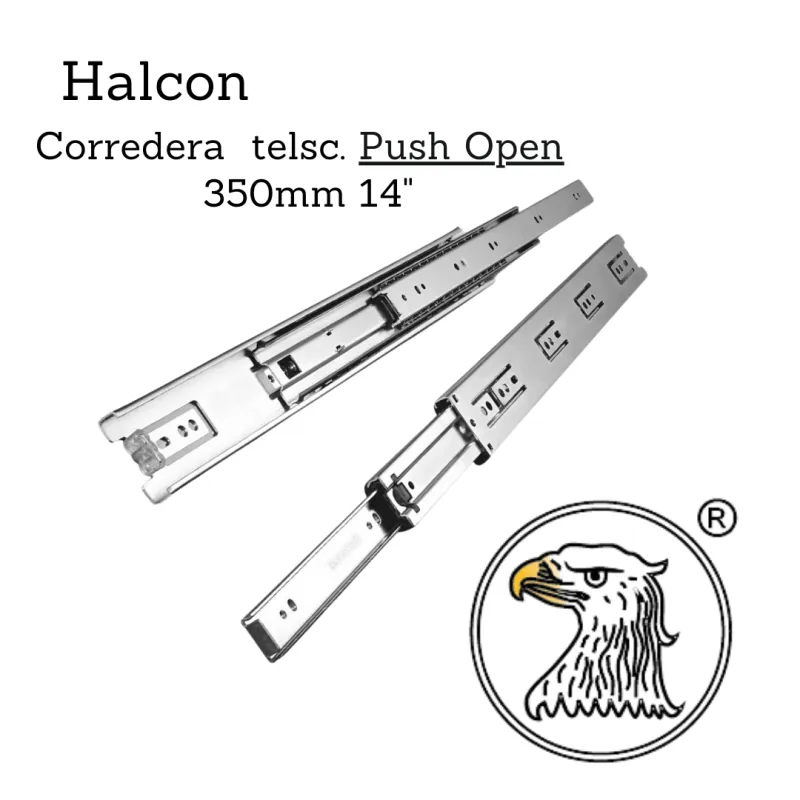 Corredera telsc. push open 1.0*1.2mm 350mm 14" - Código SKU EBC82