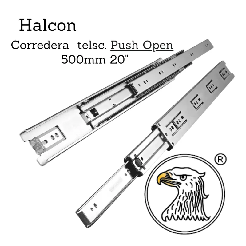 Corredera telsc. push open 1.0*1.2mm 500mm 20" - Código SKU EBC60