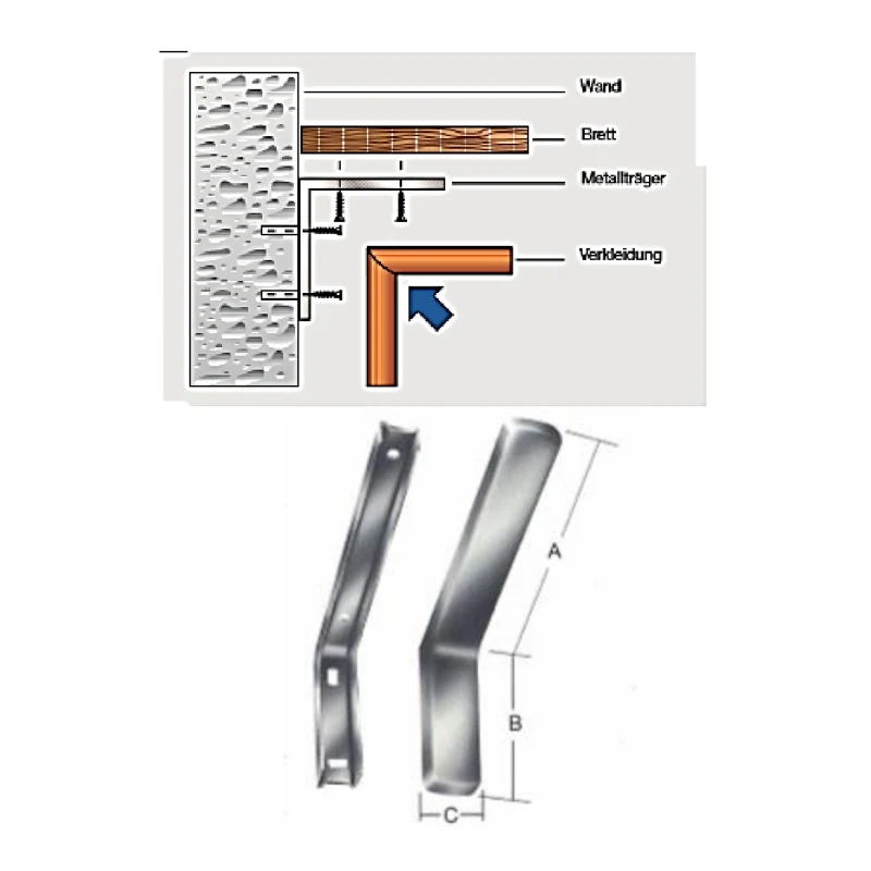 Soporte oculto para repisa con funda embellecedora en acero 190x118mm - Código SKU 500.07.440