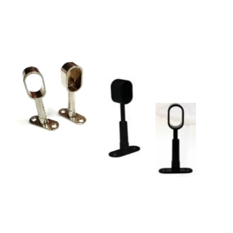 Soporte tubo ovalado 15*30mm (central / lateral — niquel y negro) - Código SKU 500.02.001