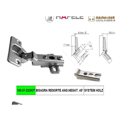 100,.01.023kit bisagra resorte ang negat. 45* system holz - SKU 100.01.022KIT