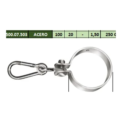 Abrazadera de suspensión para columpio y vigas redondas con mosquetón ø100mm - SKU 500.07.505