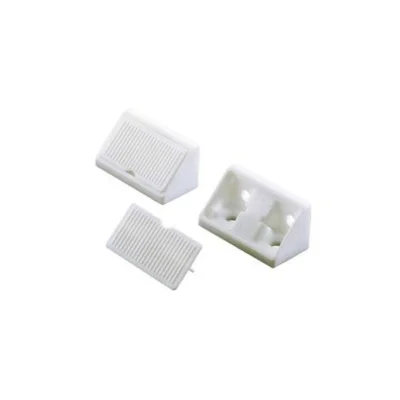 Soporte angular doble plastico blanco x 100 pzas - SKU SL-AUM-003