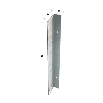 Ángulo anclaje estructural en l para columna o poste acero zincado 550x80x40mm esp. 3.0mm - SKU 500.02.445