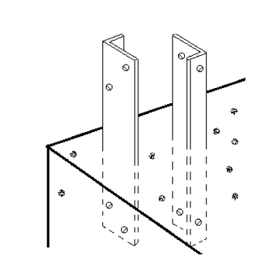 Ángulo anclaje estructural en l para columna o poste acero zincado 550x80x40mm esp. 3.0mm - Vista técnica secundaria