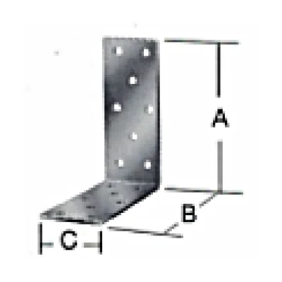 Ángulo conector estructural perforado acero ancho 40mm esp. 2.0mm (72x72mm a 125x125mm) - SKU 500.02.342