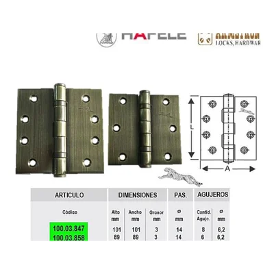 Bisagra plegable articulada de alta precision para muebles y cofres - SKU 100.03.847